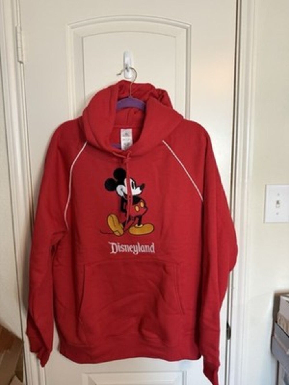 Disneyland Resort Mickey Mouse Red Hoodie Embroidered Mickey And Logo Size Large